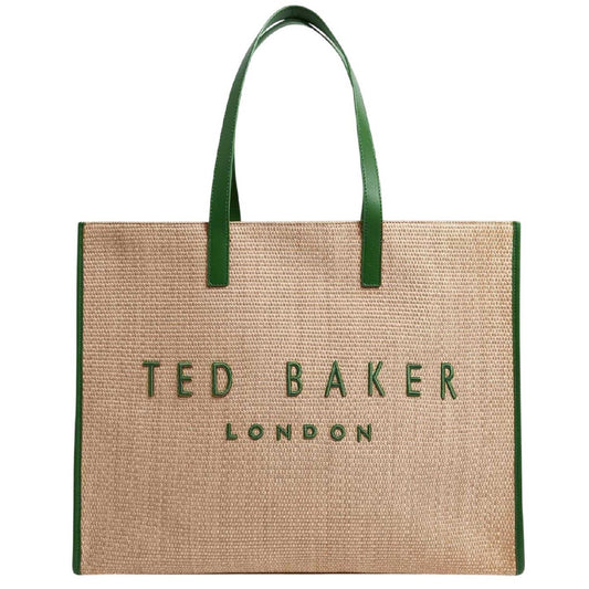 Green - Front - Ted Baker Raffia Tote Bag