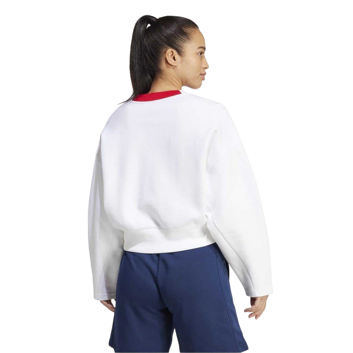 White - Back - Adidas Womens-Ladies Poland Drop Shoulder Boxy Sweatshirt