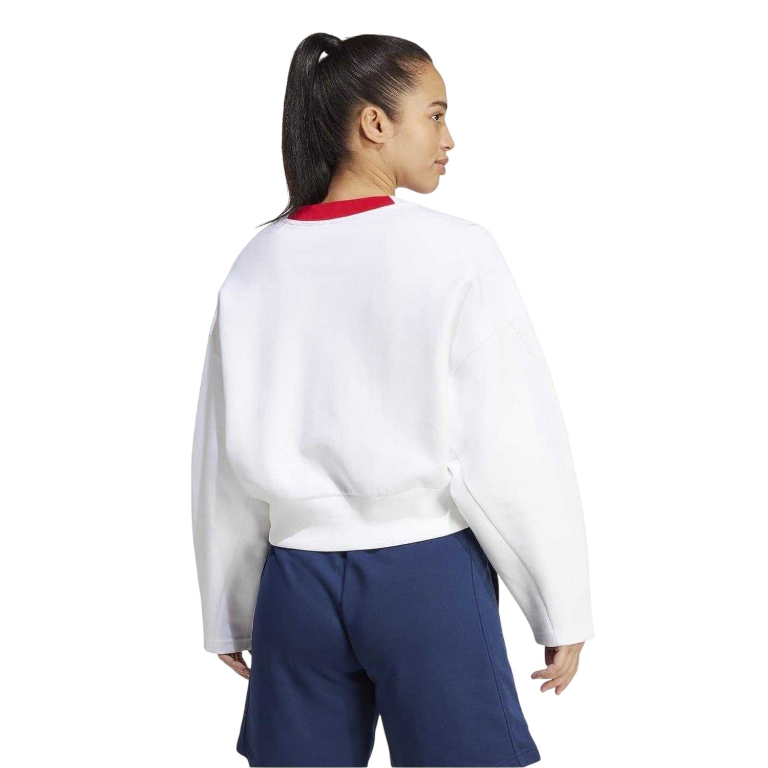 White - Back - Adidas Womens-Ladies Poland Drop Shoulder Boxy Sweatshirt