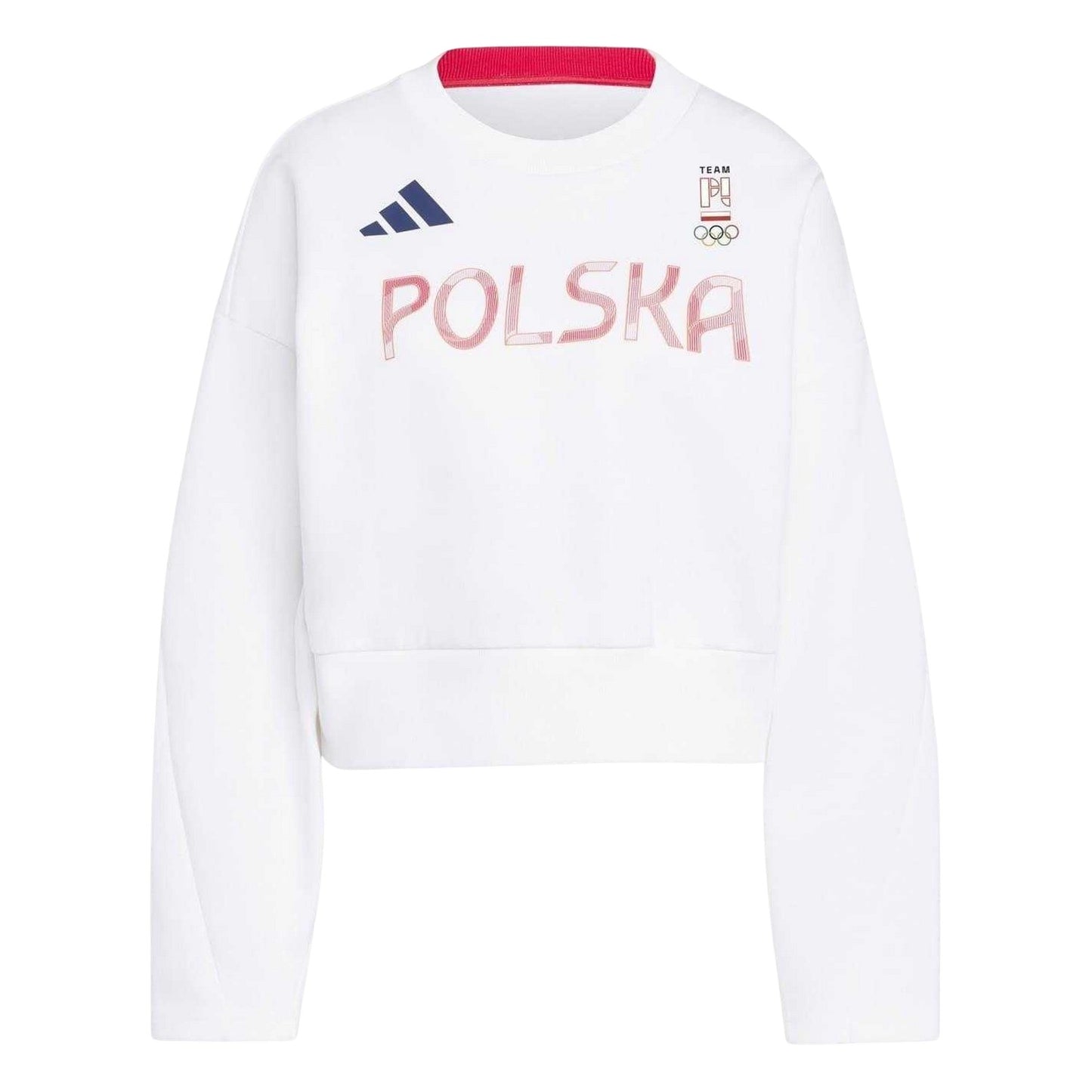 White - Front - Adidas Womens-Ladies Poland Drop Shoulder Boxy Sweatshirt