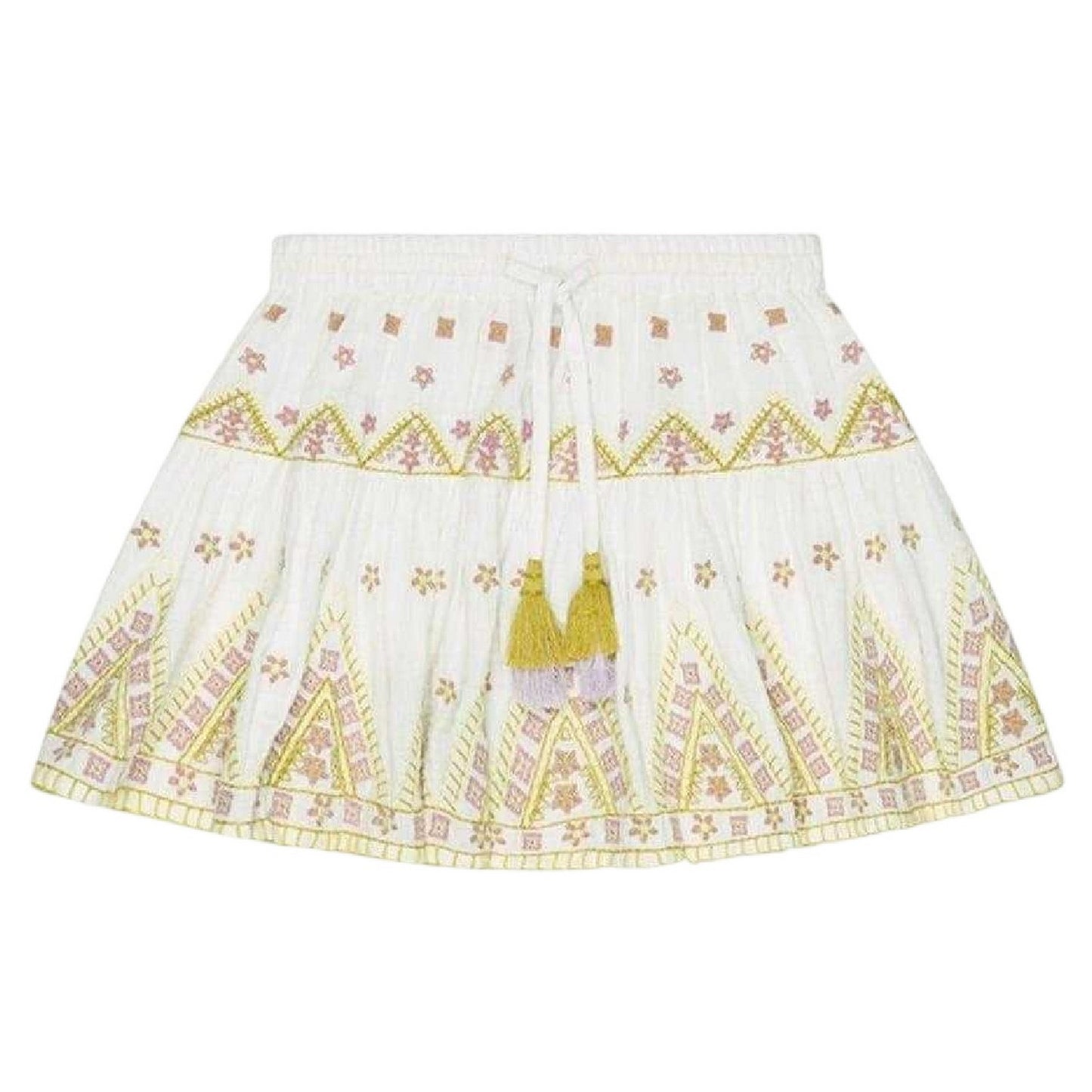 Ecru - Front - Raffya Girls Staranisse Embroidered Cotton Skirt