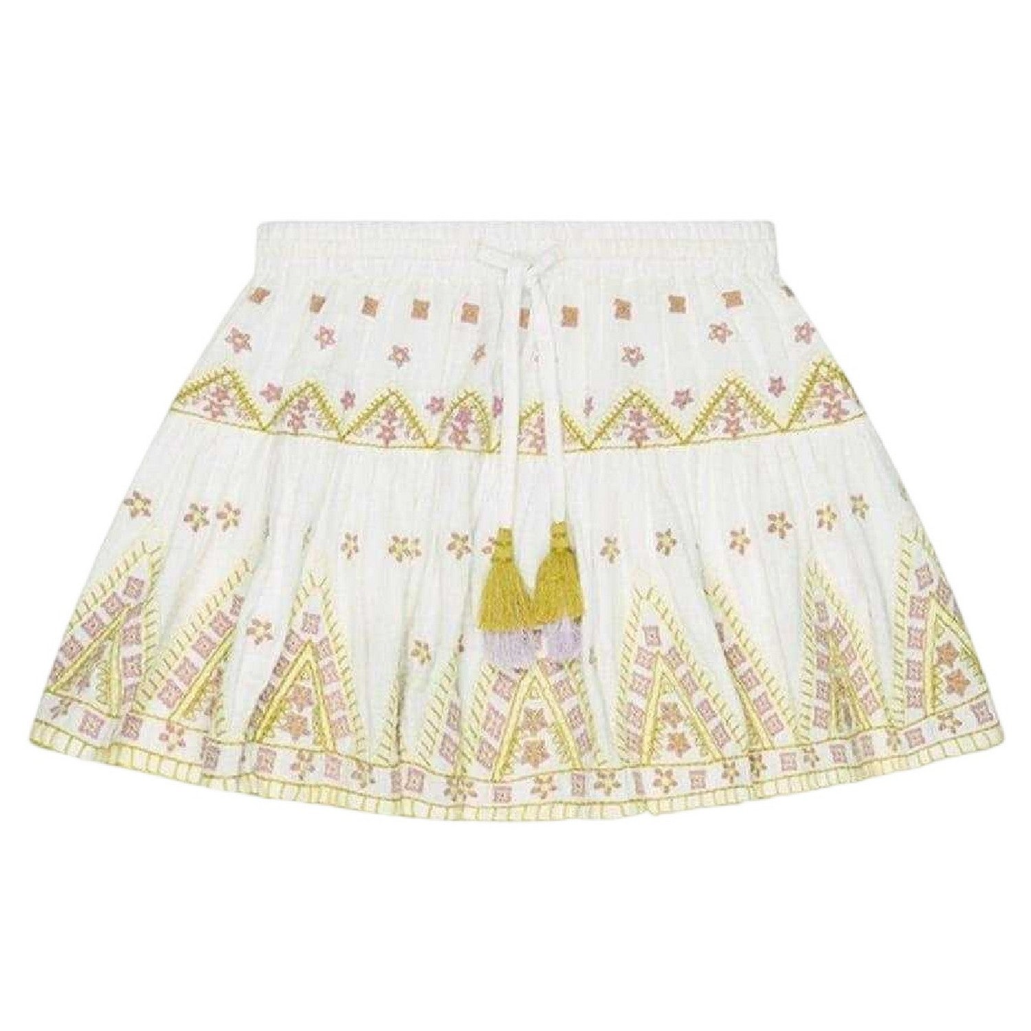 Ecru - Front - Raffya Girls Staranisse Embroidered Cotton Skirt
