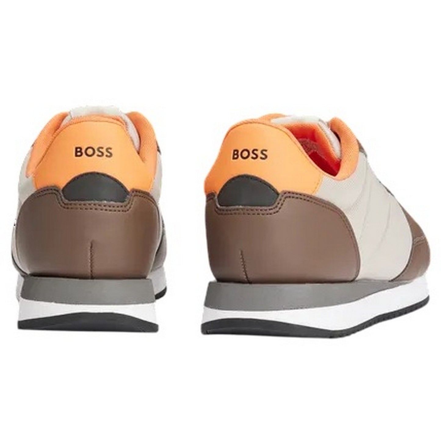 Brown - Back - Boss Mens Kai Leather Running Trainers