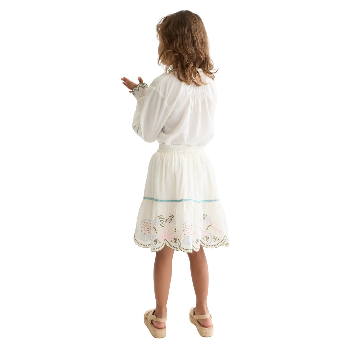 Cream - Back - Scotch And Soda Girls Embroidered Cotton Skirt