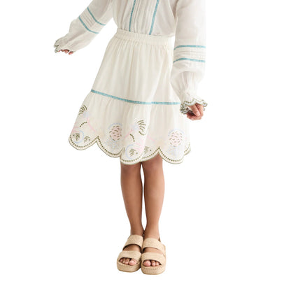 Cream - Side - Scotch And Soda Girls Embroidered Cotton Skirt