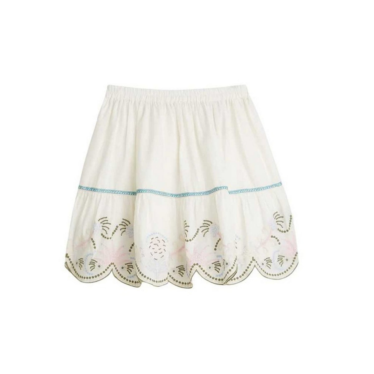 Cream - Front - Scotch And Soda Girls Embroidered Cotton Skirt