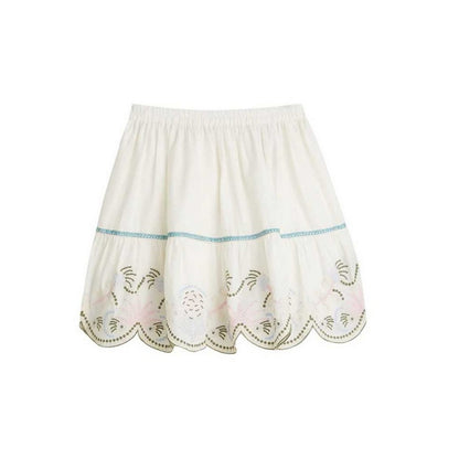 Cream - Front - Scotch And Soda Girls Embroidered Cotton Skirt