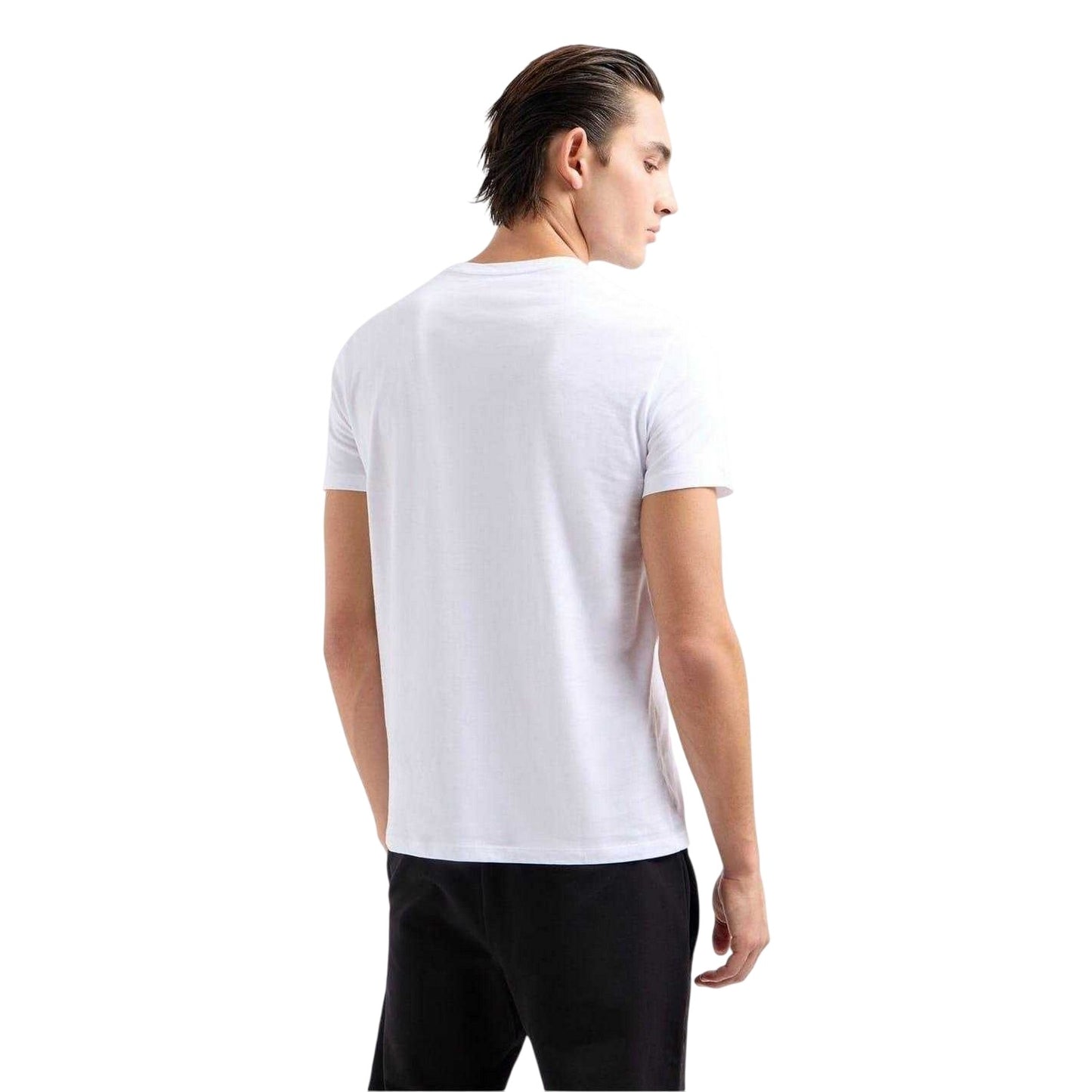 White - Back - Armani Exchange Mens Lettering Crew Neck Regular T-Shirt