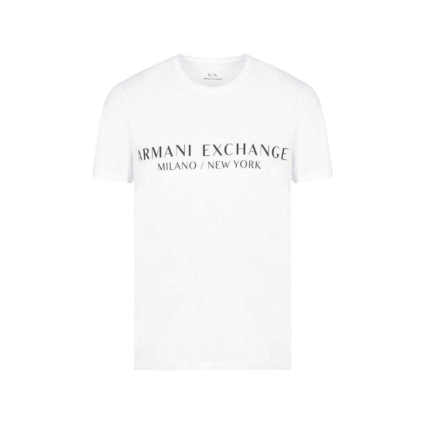 White - Front - Armani Exchange Mens Lettering Crew Neck Regular T-Shirt