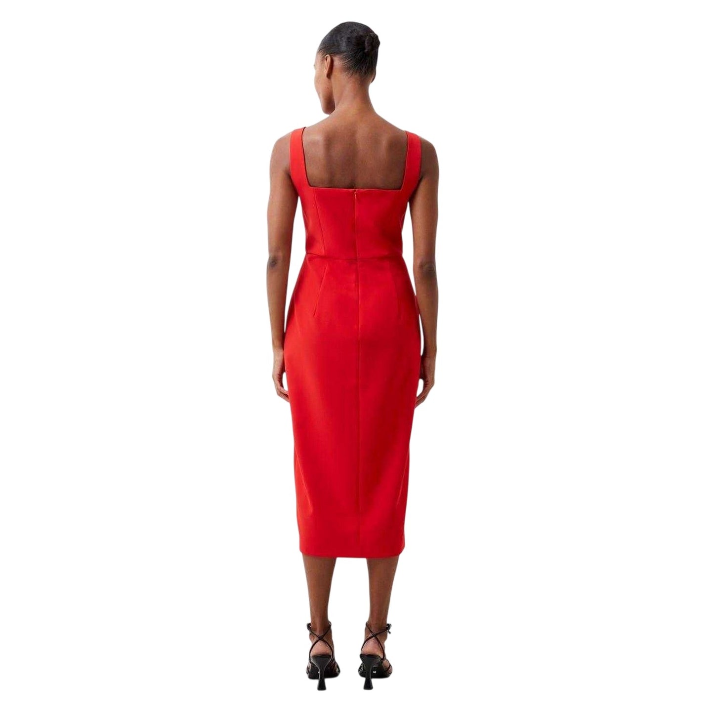 True Red - Back - French Connection Womens-Ladies Echo Crepe Square Neck Bodycon Dress