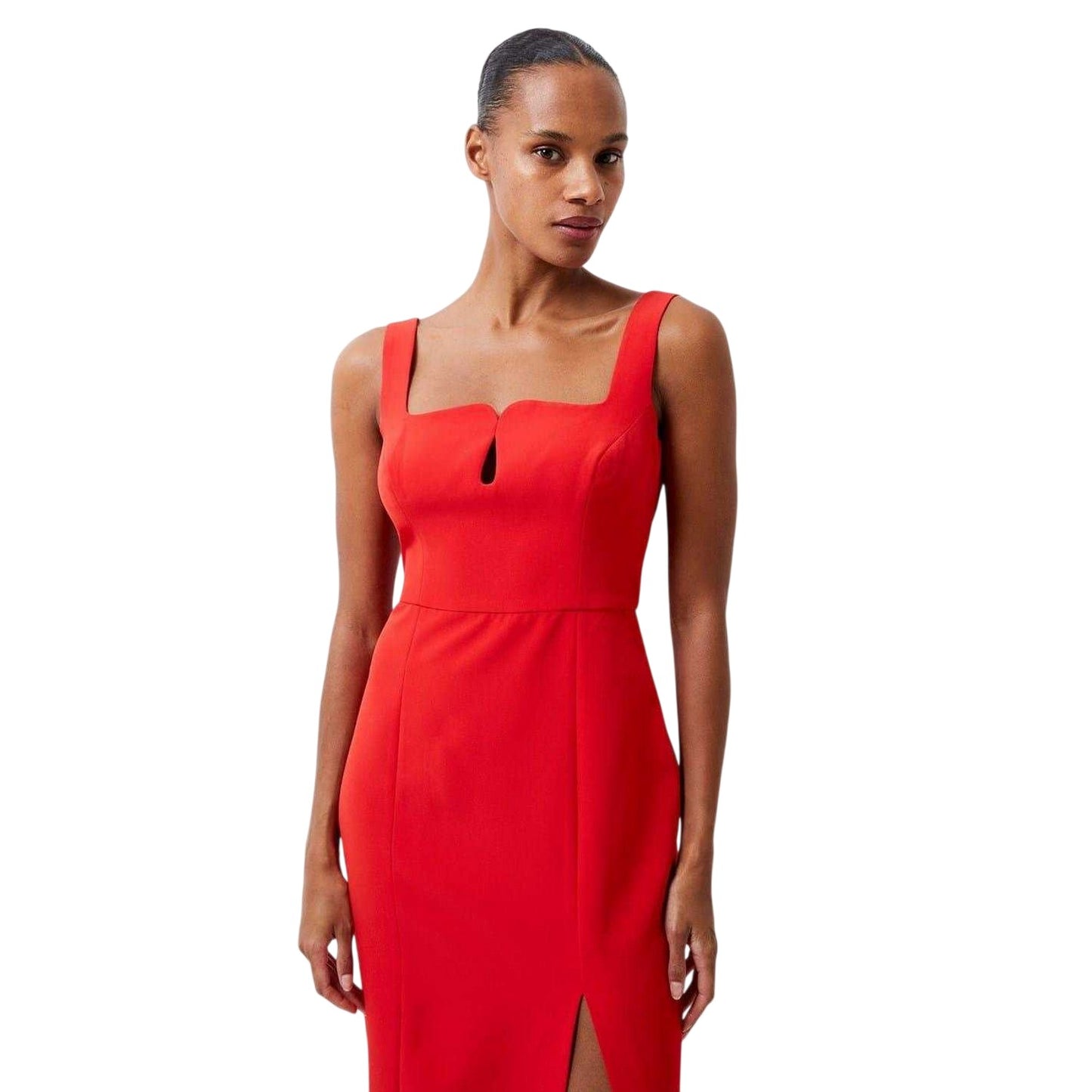 True Red - Side - French Connection Womens-Ladies Echo Crepe Square Neck Bodycon Dress