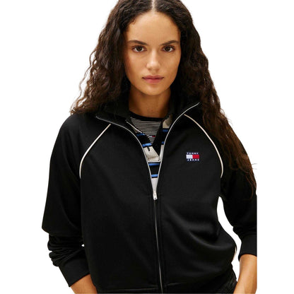 Black - Side - Tommy Jeans Womens-Ladies Badge Track Jacket