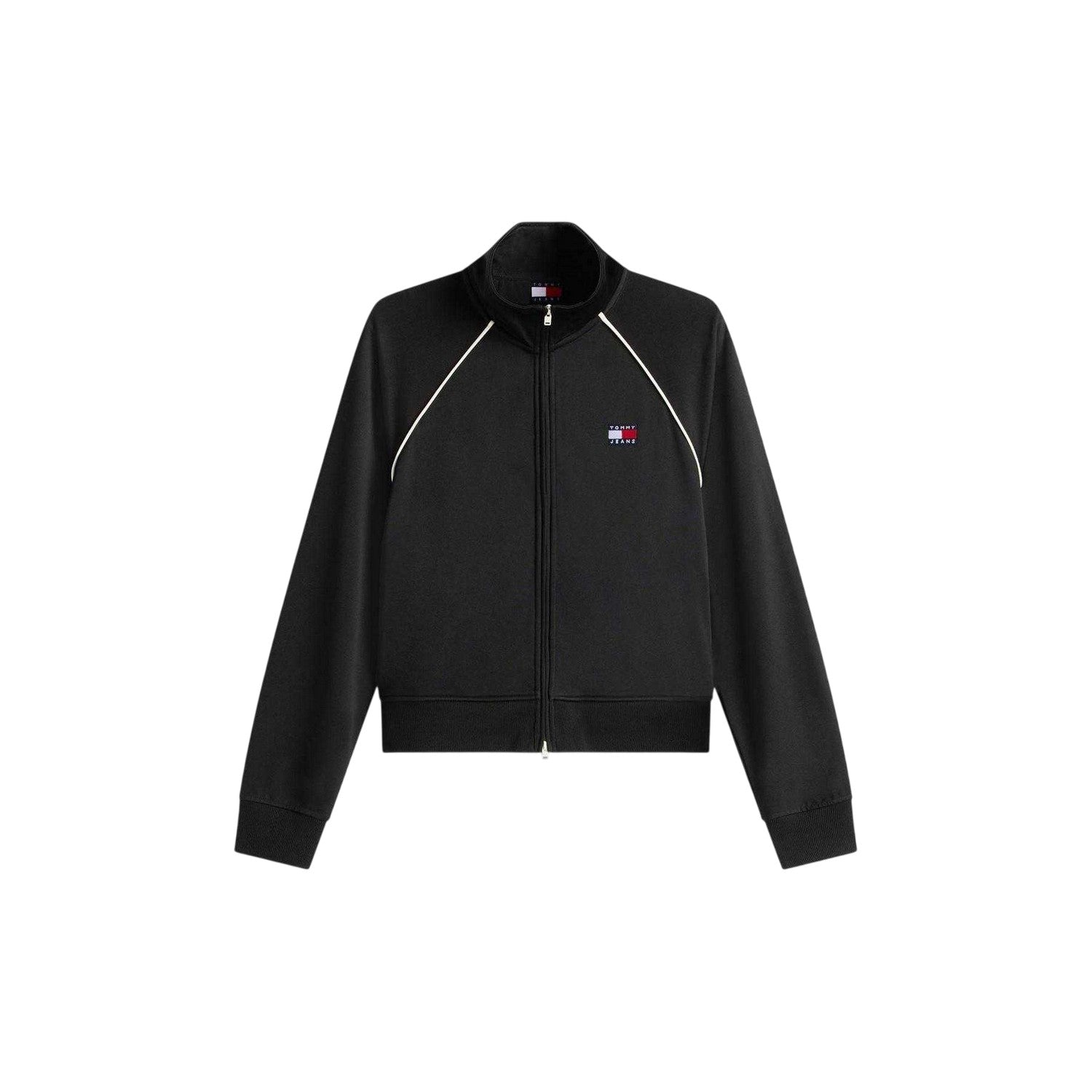 Black - Front - Tommy Jeans Womens-Ladies Badge Track Jacket