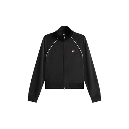 Black - Front - Tommy Jeans Womens-Ladies Badge Track Jacket