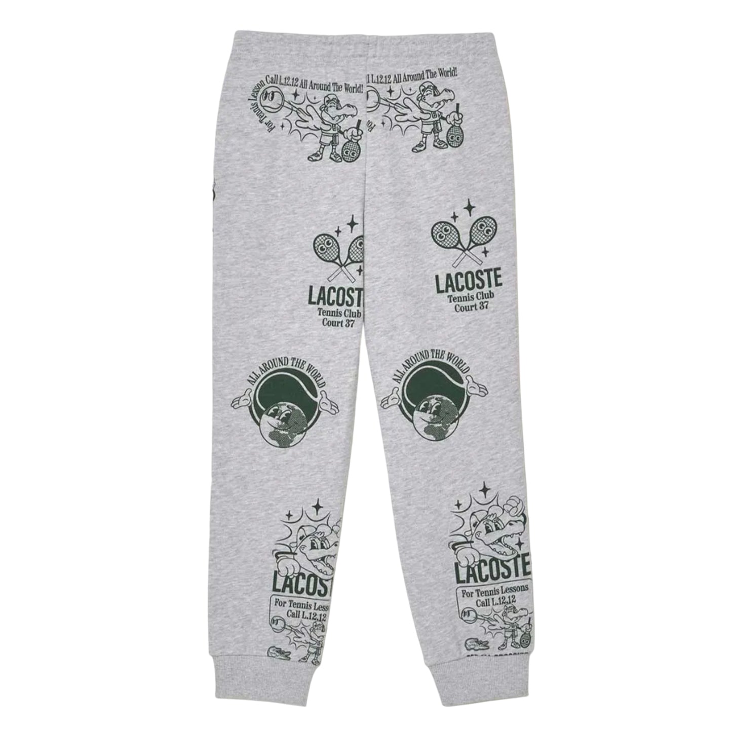 Grey - Back - Lacoste Childrens-Kids Printed Jogging Bottoms