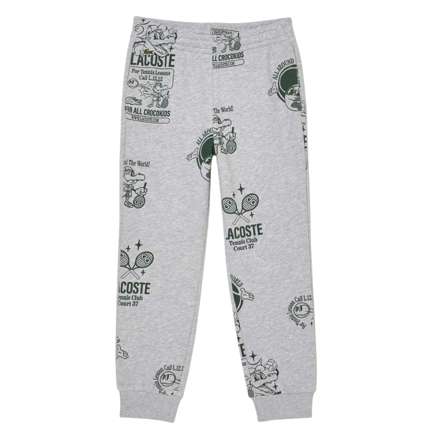 Grey - Front - Lacoste Childrens-Kids Printed Jogging Bottoms