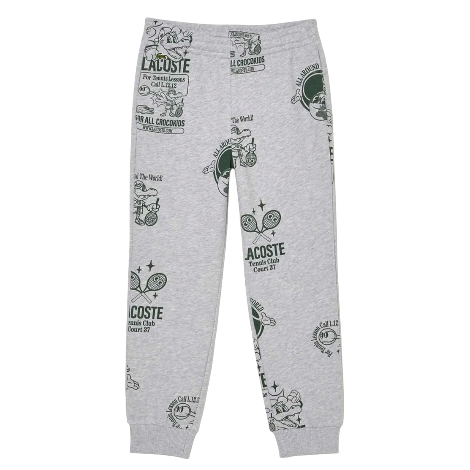 Grey - Front - Lacoste Childrens-Kids Printed Jogging Bottoms