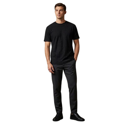 Black - Side - Armani Exchange Mens Textured Crew Neck Regular T-Shirt