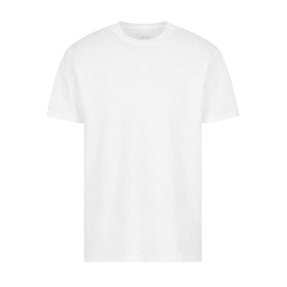 Off White - Front - Armani Exchange Mens Textured Crew Neck Regular T-Shirt