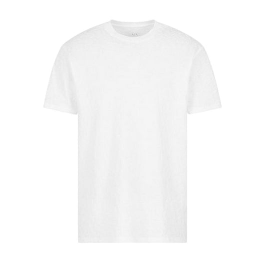 Off White - Front - Armani Exchange Mens Textured Crew Neck Regular T-Shirt
