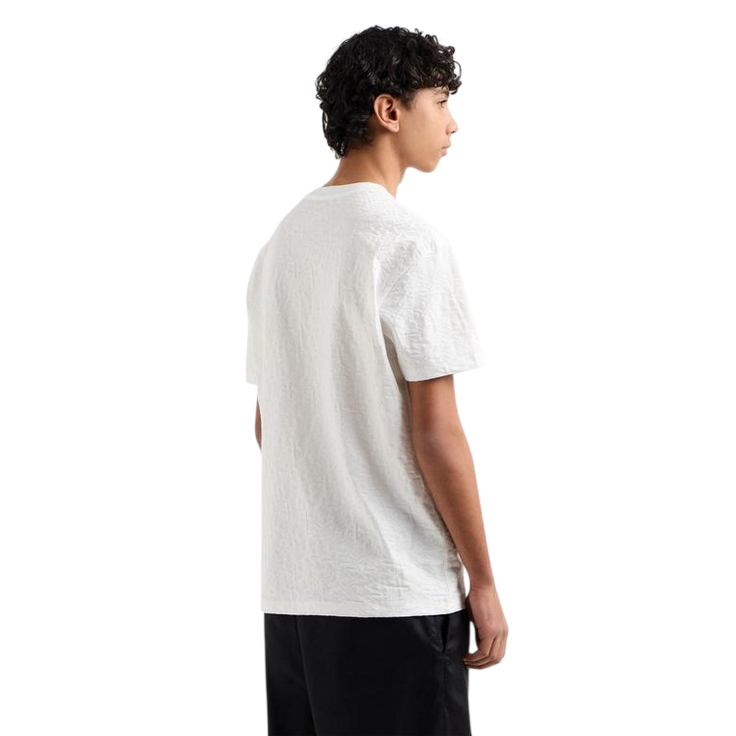 Off White - Back - Armani Exchange Mens Textured Crew Neck Regular T-Shirt