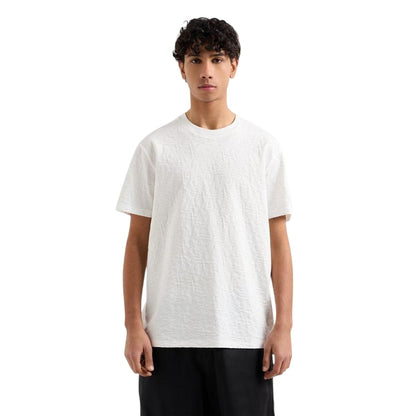 Off White - Side - Armani Exchange Mens Textured Crew Neck Regular T-Shirt