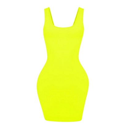 Yellow - Front - Honeyz Womens-Ladies Bandage Square Neck Bodycon Dress
