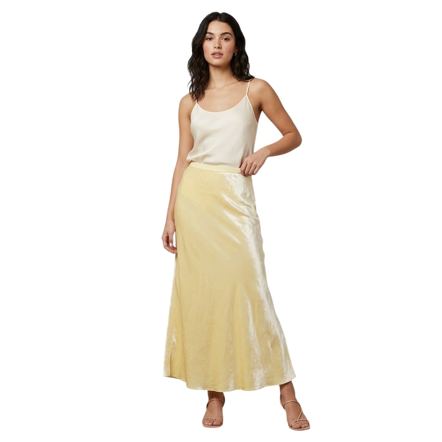 Cream - Side - Ralph Lauren Womens-Ladies Silk Maxi Skirt