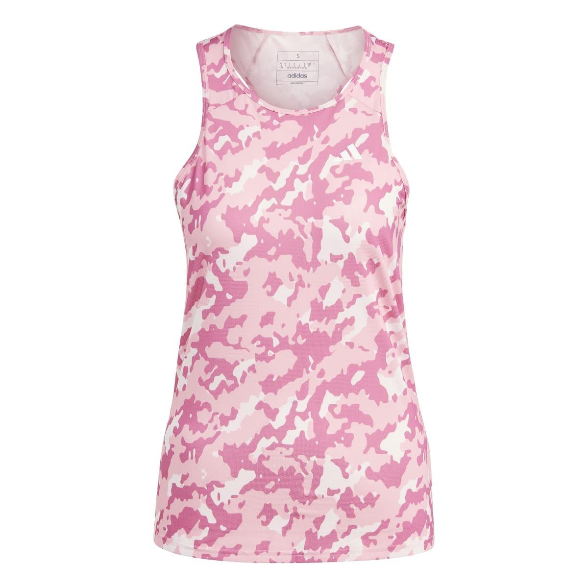 Pink - Front - Adidas Womens-Ladies Own The Run Camo Running Tank Top