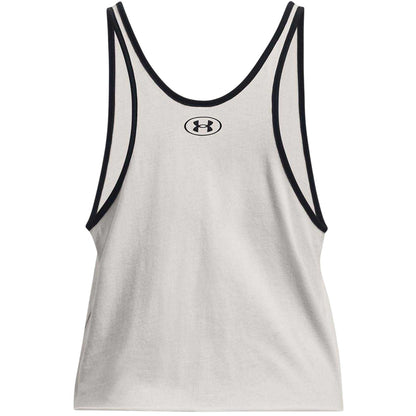 White - Back - Under Armour Womens-Ladies Project Rock Relaxed Fit Tank Top