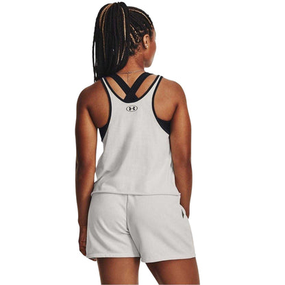 White - Side - Under Armour Womens-Ladies Project Rock Relaxed Fit Tank Top
