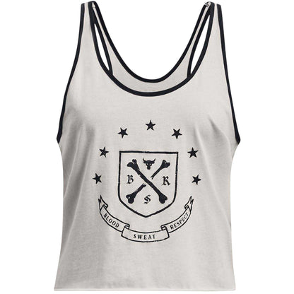 White - Front - Under Armour Womens-Ladies Project Rock Relaxed Fit Tank Top