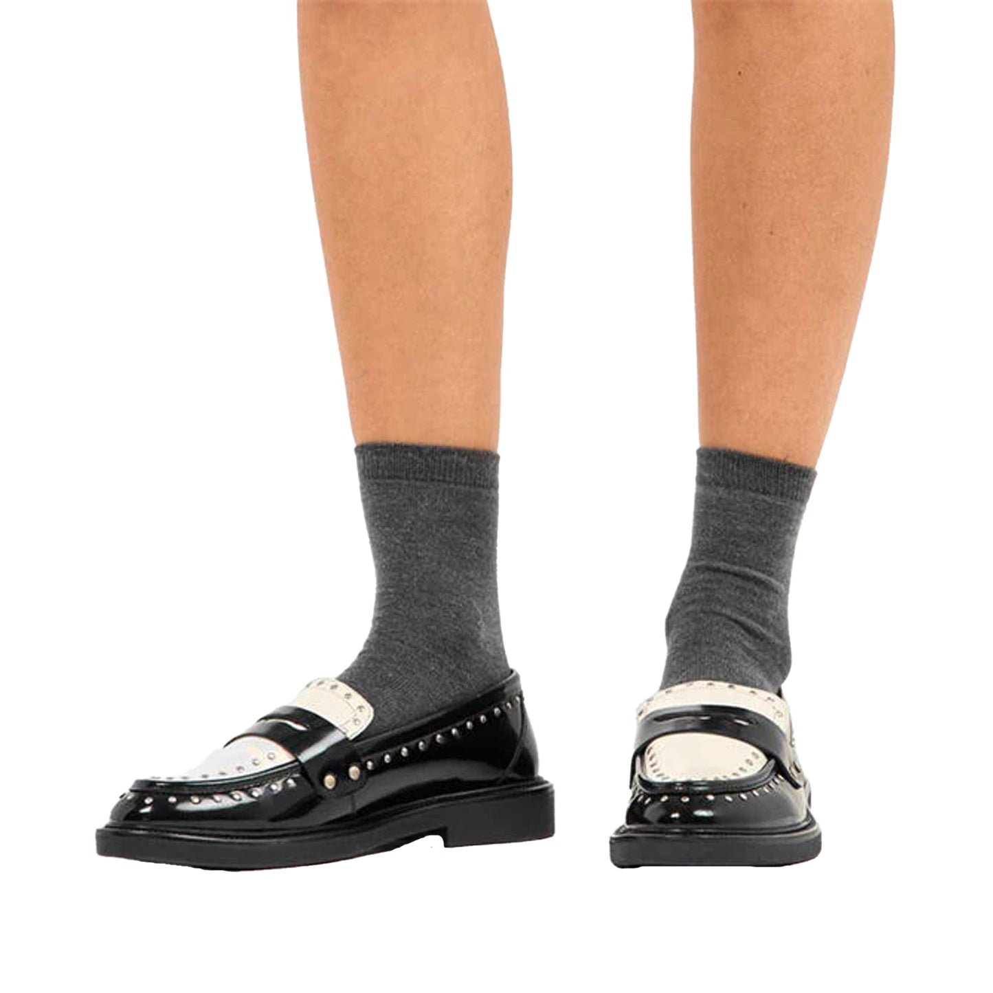 Coco-Black - Lifestyle - Steve Madden Womens-Ladies Studded Formal Block Heel Penny Loafers
