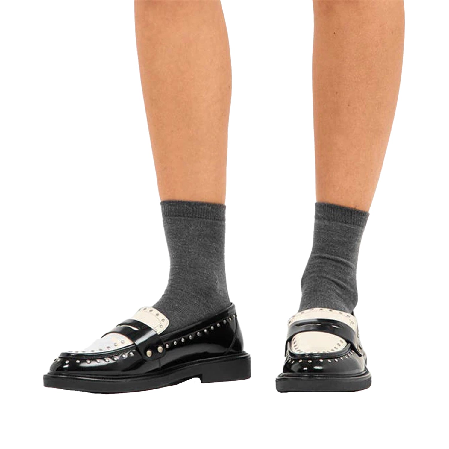 Coco-Black - Lifestyle - Steve Madden Womens-Ladies Studded Formal Block Heel Penny Loafers