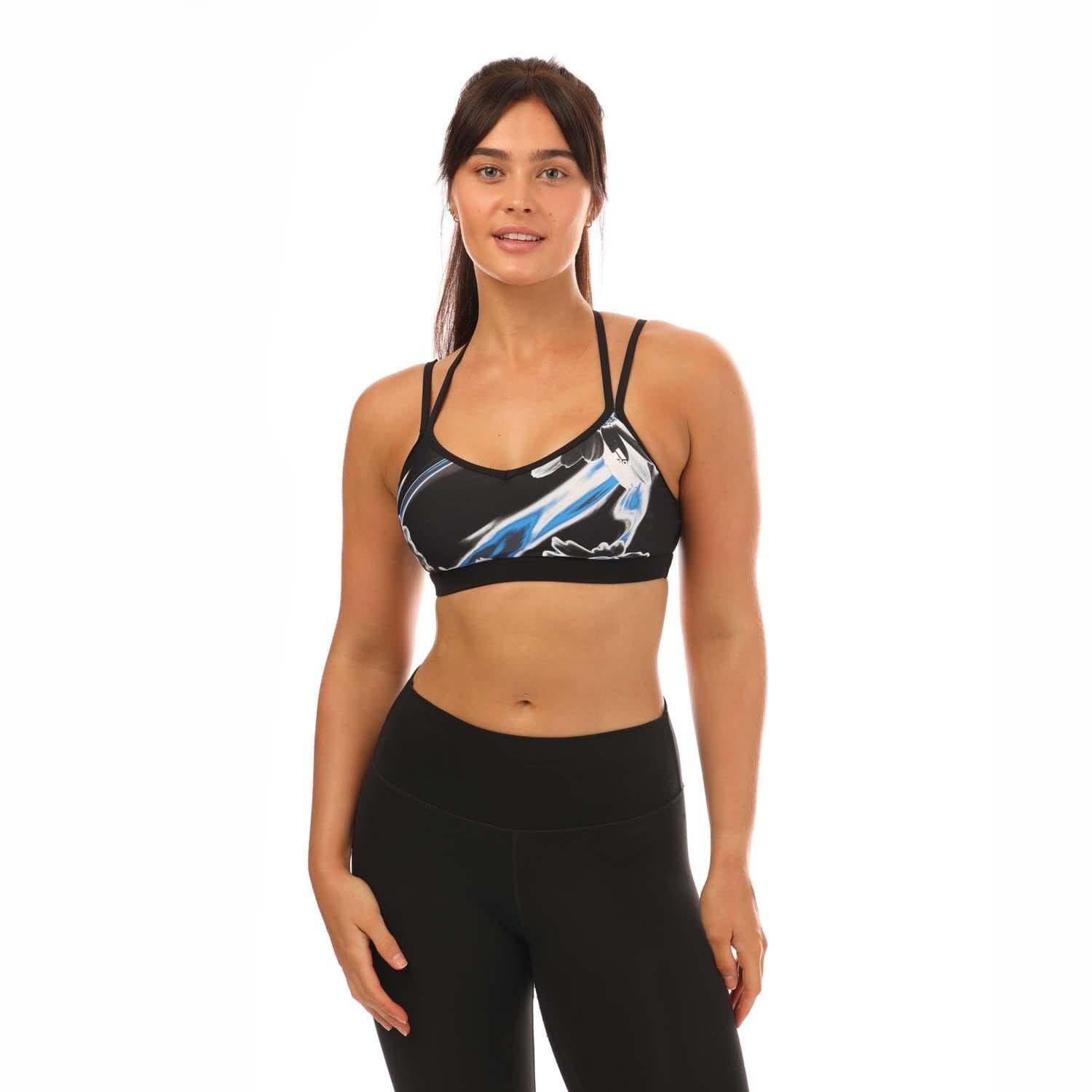 Black - Front - Adidas Womens-Ladies Positivisea Floral Bikini Top
