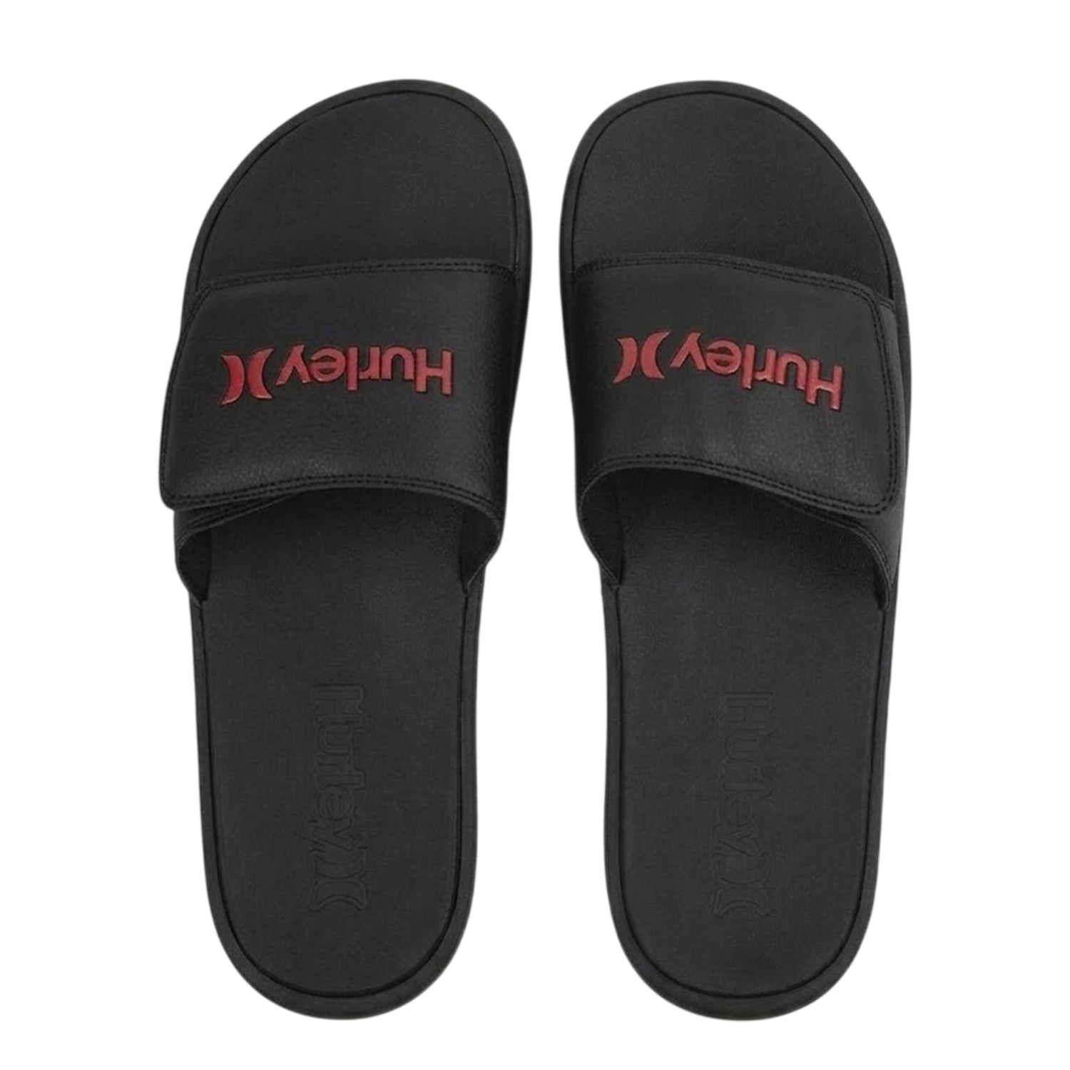 Black-Red - Side - Hurley Mens Vel Sliders