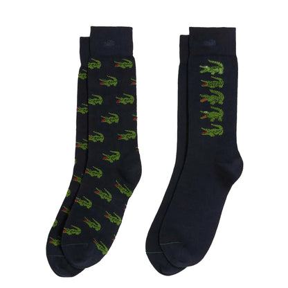 Blue - Back - Lacoste Unisex Adult Logo Organic Cotton Socks (Pack of 2)