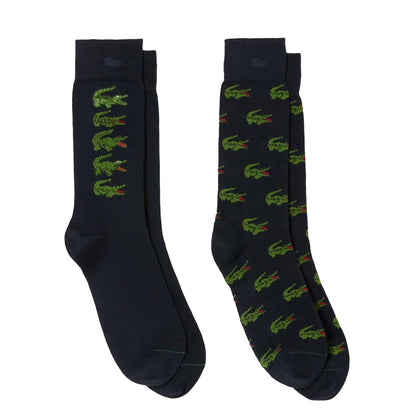 Blue - Front - Lacoste Unisex Adult Logo Organic Cotton Socks (Pack of 2)