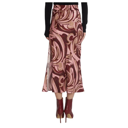 Brown - Back - Hugo Womens-Ladies Ramale Abstract Slim Pencil Skirt