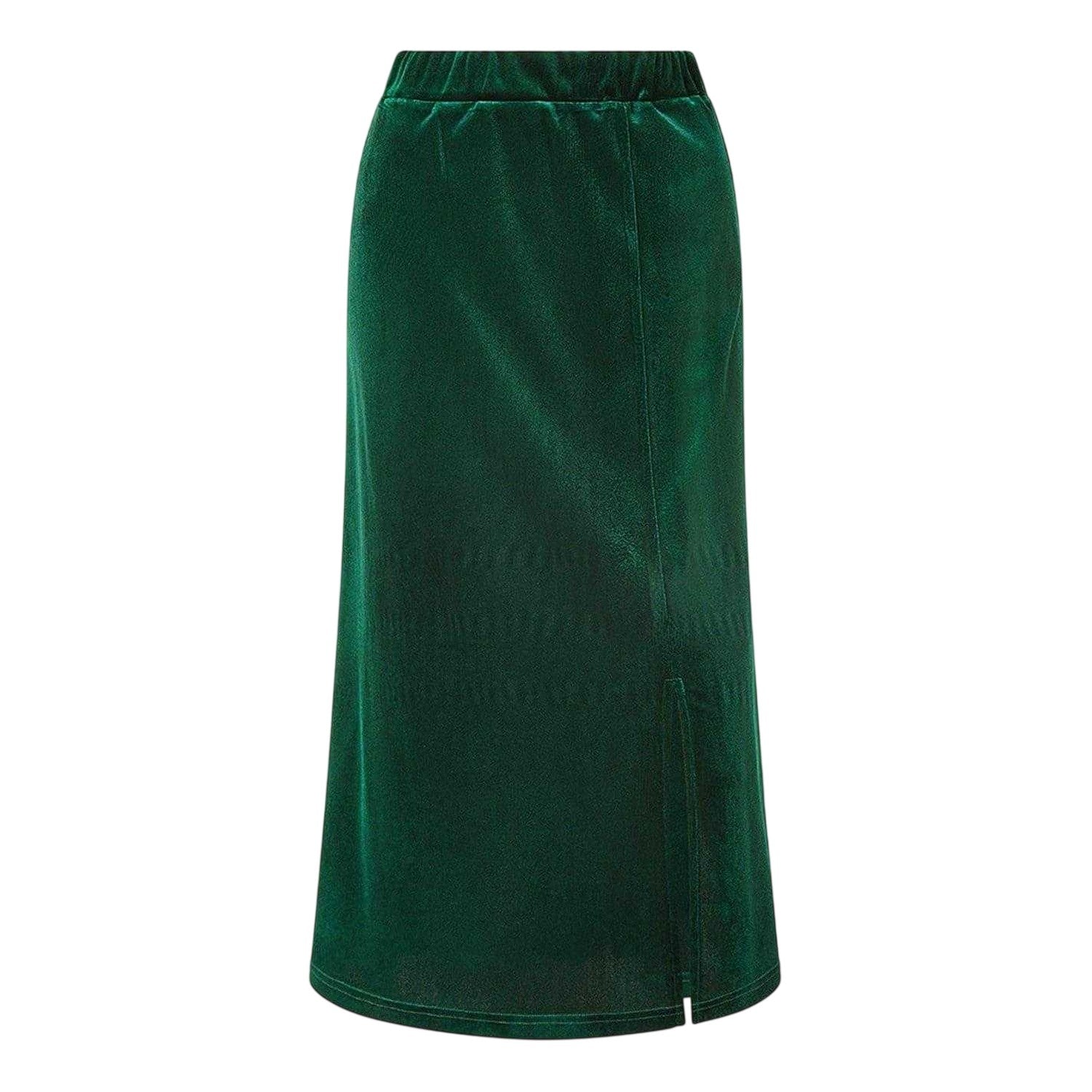 Green - Front - Yumi Womens-Ladies Velvet Midi Skirt