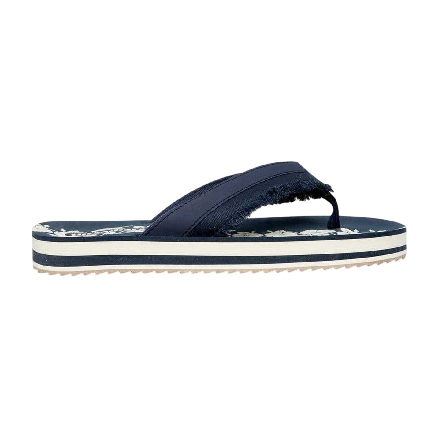 Navy - Front - Threadbare Unisex Adult Floral Pattern Flat Flip Flops