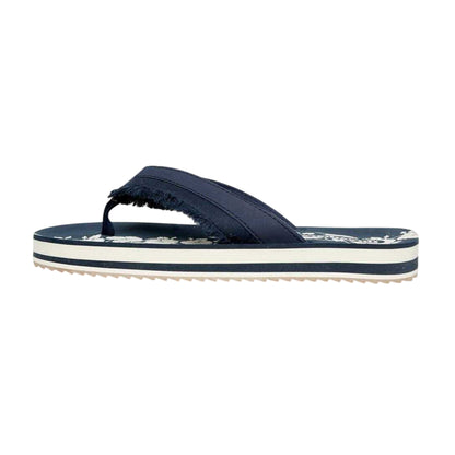 Navy - Back - Threadbare Unisex Adult Floral Pattern Flat Flip Flops