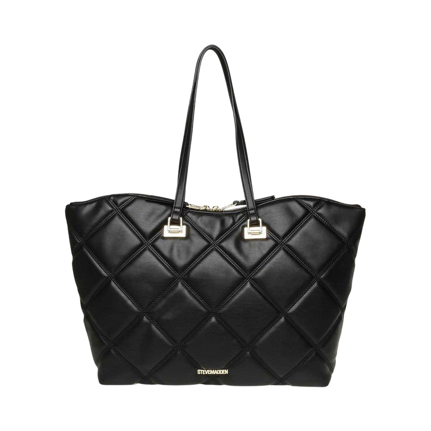 Black-Gold - Back - Steve Madden Womens-Ladies Bvuse Quilted Tote Bag