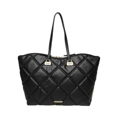 Black-Gold - Back - Steve Madden Womens-Ladies Bvuse Quilted Tote Bag