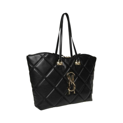 Black-Gold - Side - Steve Madden Womens-Ladies Bvuse Quilted Tote Bag