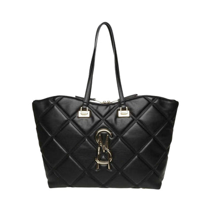 Black-Gold - Front - Steve Madden Womens-Ladies Bvuse Quilted Tote Bag