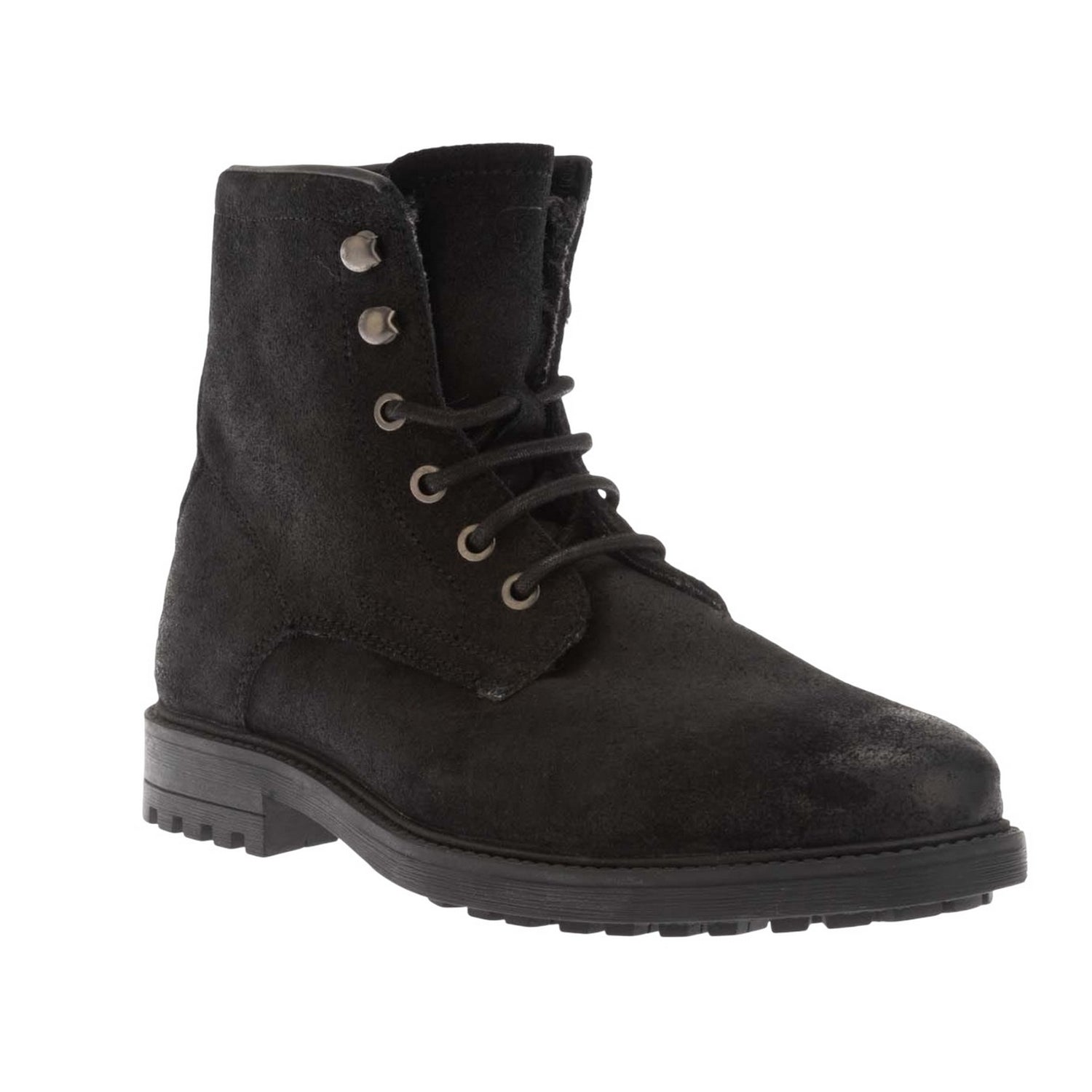 Black - Front - Dune London Womens-Ladies Card Suede Flat Ankle Boots