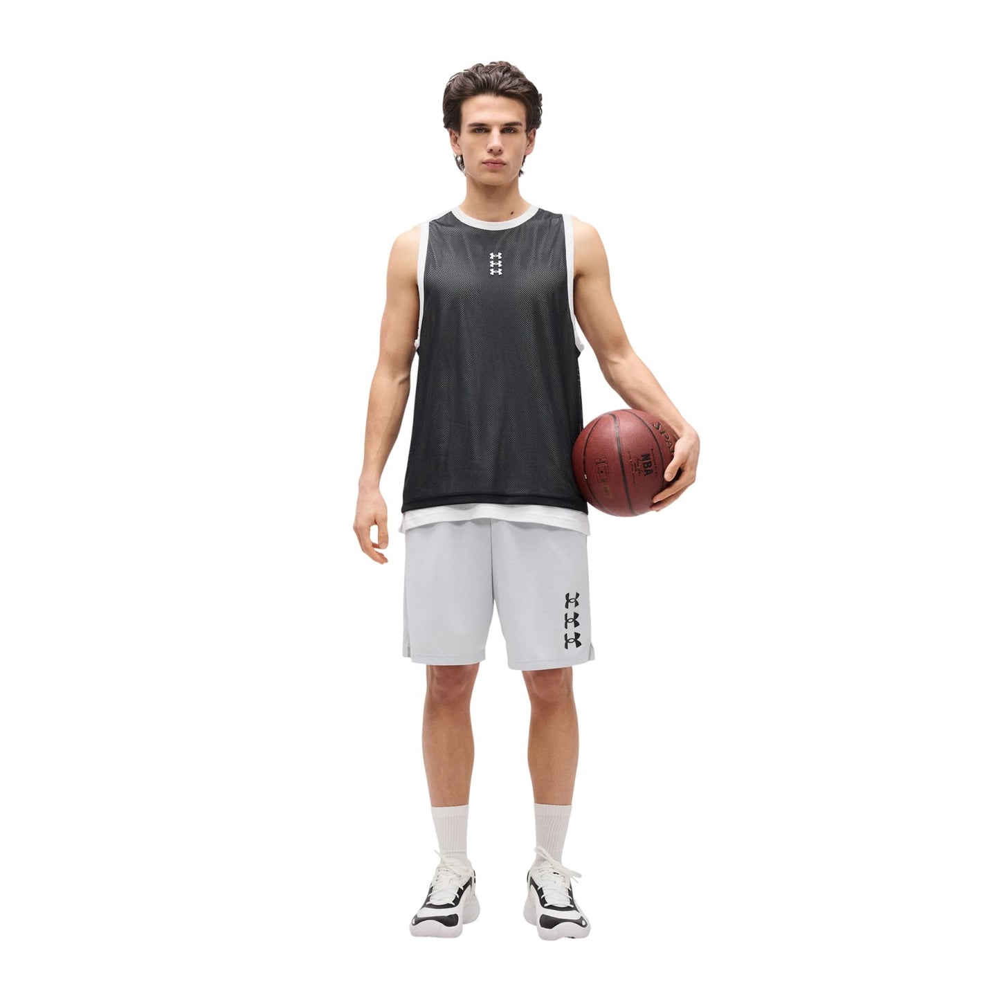 Black-White - Side - Under Armour Mens Basketball Jersey