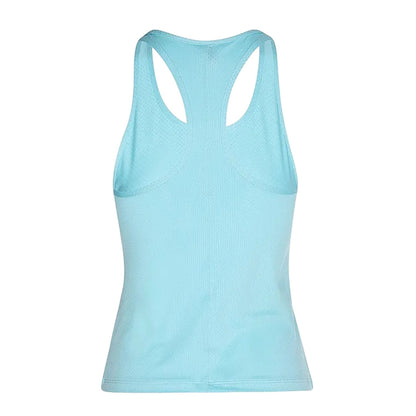 Blue Haze-White - Back - Under Armour Womens-Ladies Tech Sleeveless Tank Top