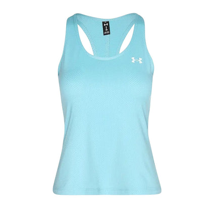 Blue Haze-White - Front - Under Armour Womens-Ladies Tech Sleeveless Tank Top